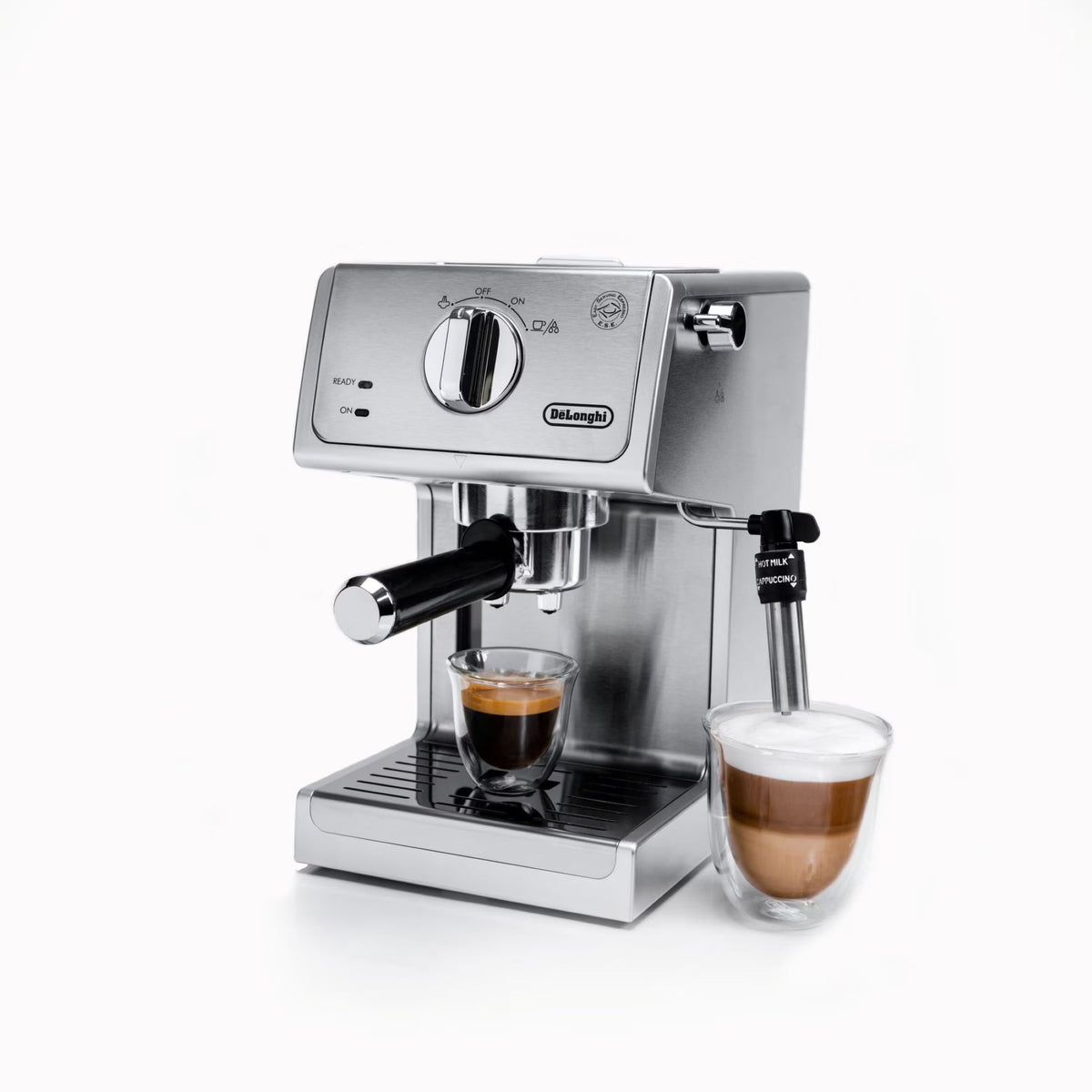 DeLonghi 15 Bar Stainless Steel Espresso and Cappuccino Machine with Premium Adjustable Frother