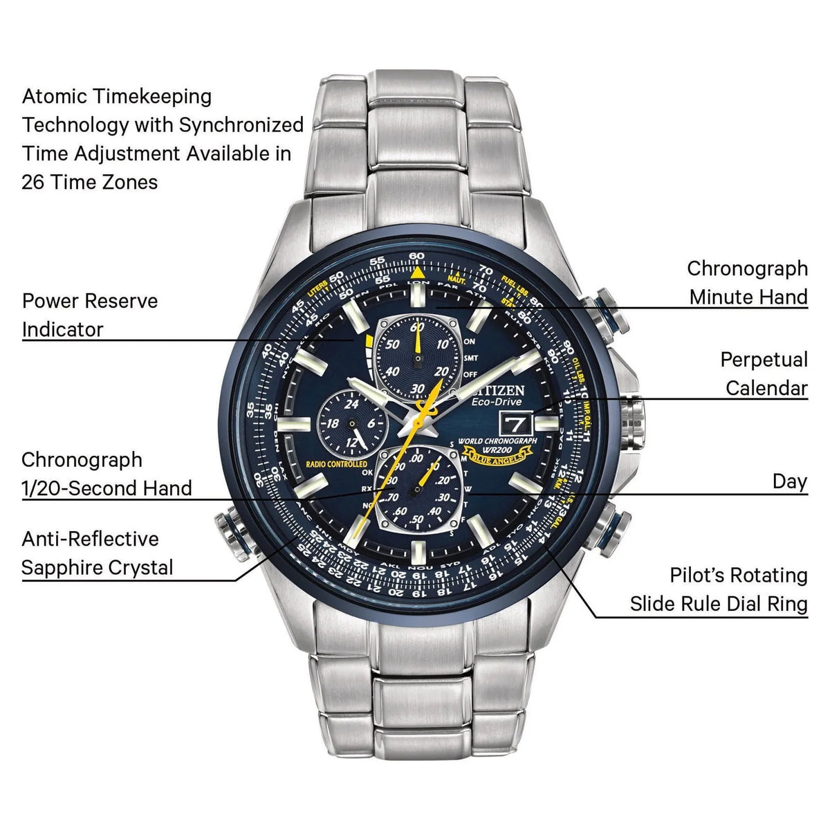 Citizen Men's Eco Drive Blue Angels World Chronograph AT Watch AT8020-54L