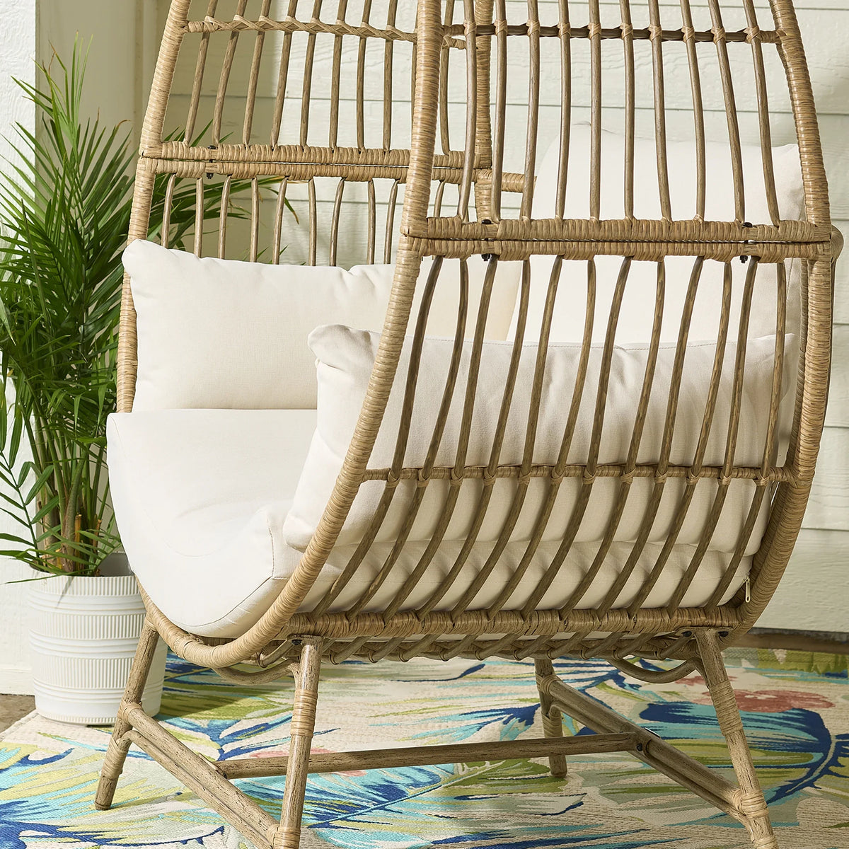 Better Homes & Gardens Bellamy Round Wicker Outdoor Lounge Chair, Beige