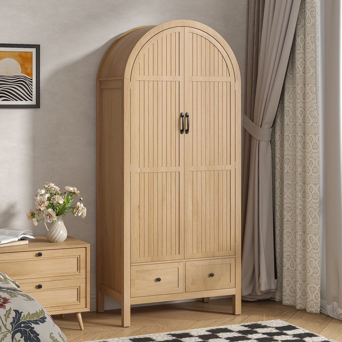 Armoire Wardrobe Closet, Bedroom Armoire with Drawers, Wood Wardrobe Storage Cabinets