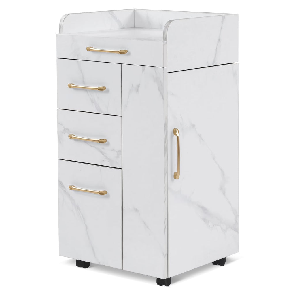 BarberPub Salon Trolley, Hair Styling Rolling Utility Cart with Storage Drawer