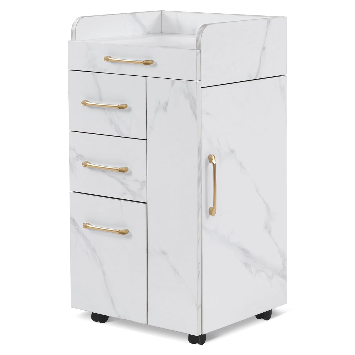 BarberPub Salon Trolley, Hair Styling Rolling Utility Cart with Storage Drawer