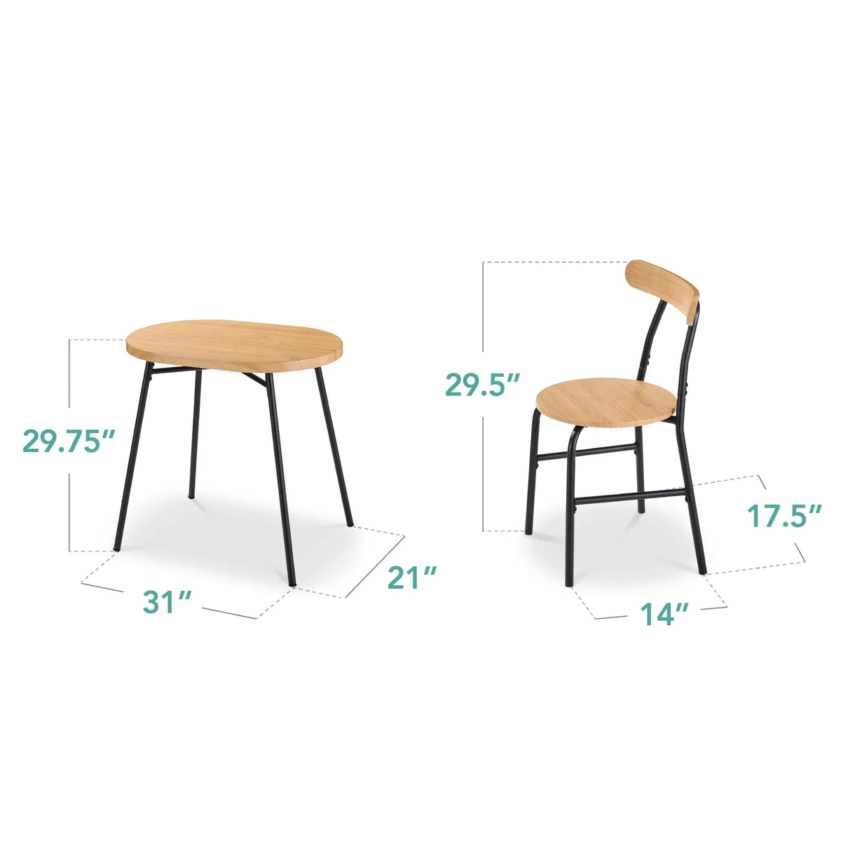 Best Choice Products 3-Piece Modern Oval Dining Table Set, Small Kitchen Dinette w/ 2 Chairs - Black/Black
