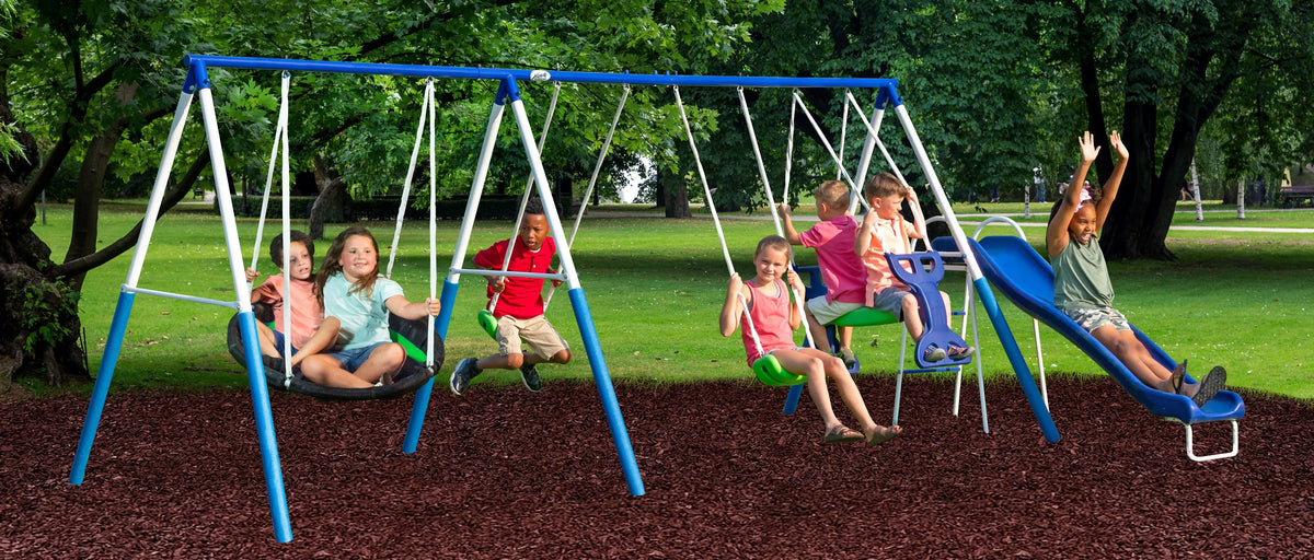 XDP Recreation All Star Playground Metal Swing Set for up to 7 Children