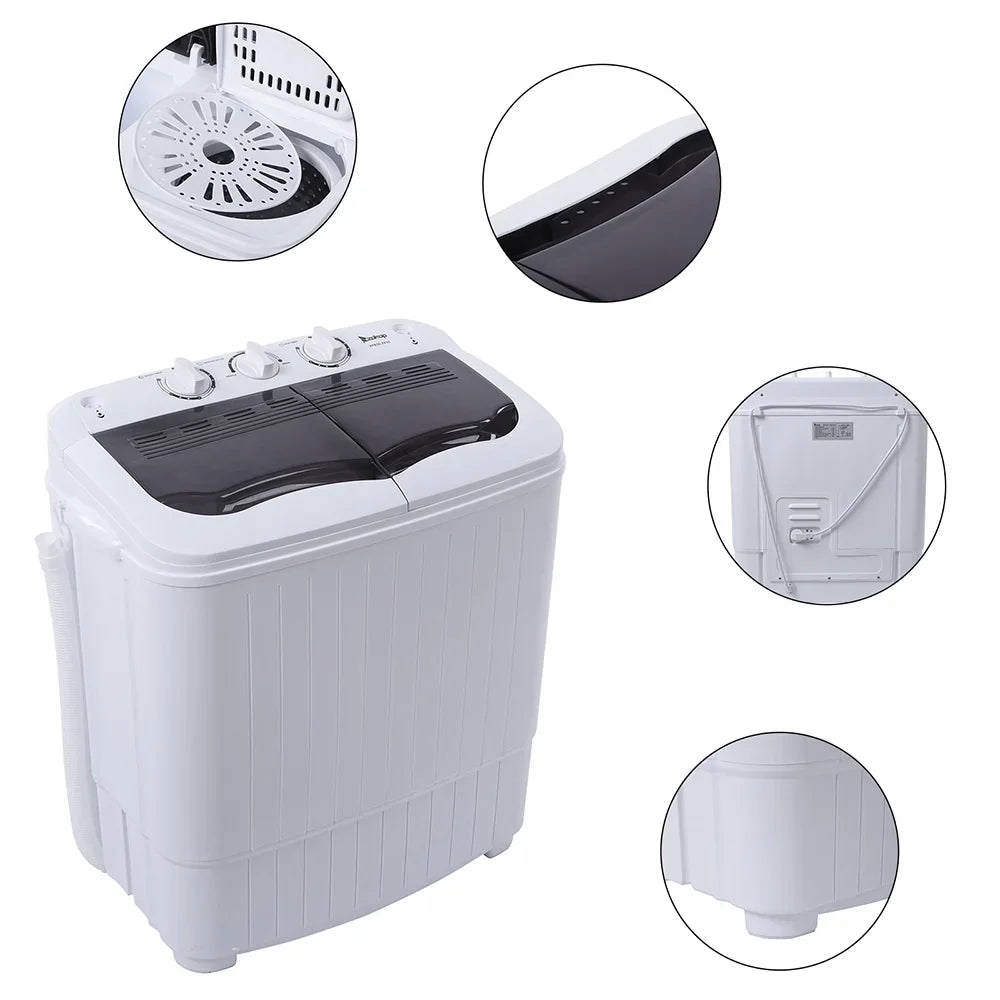 Compact Twin Tub with Built-in Drain Pump XPB35-188S 14.3(7.7 6.6)lbs Semi-automatic Gray Cover Washing Machine