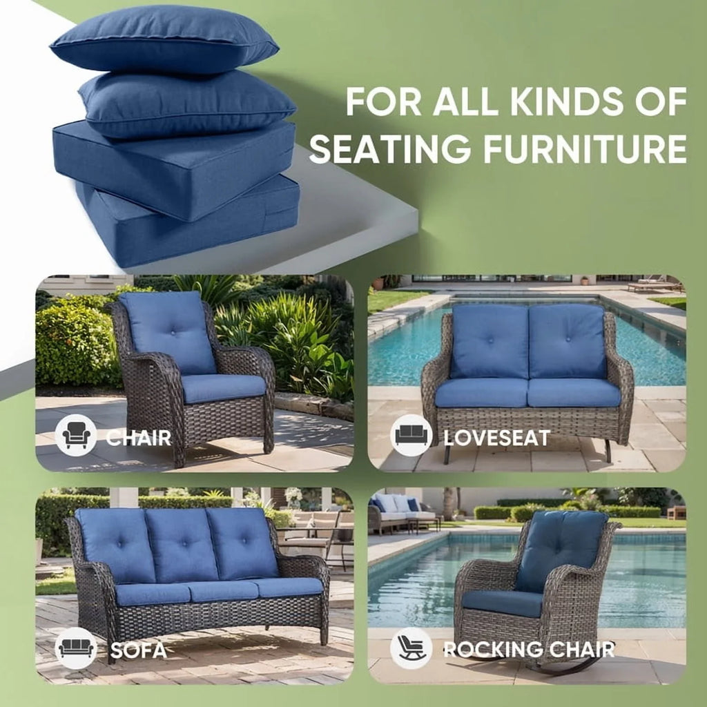 Bellefurn Outdoor Deep Seat Cushion 24 X 24 X 6 inch for Patio Furniture,Outdoor Chair Cushions Waterproof & Fade Resistant Patio Furniture Cushions for Wicker Chair, Sofa, Couch