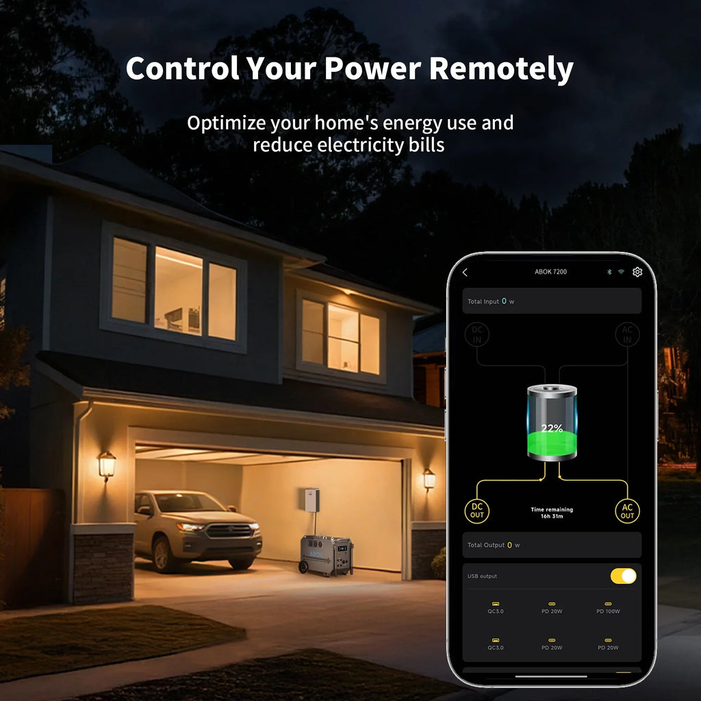 ABOK 7200W Portable Power Station: 9792Wh LiFePO4 Beast for Blackouts, Heavy-Duty Jobs & Outdoor Activities like Camping