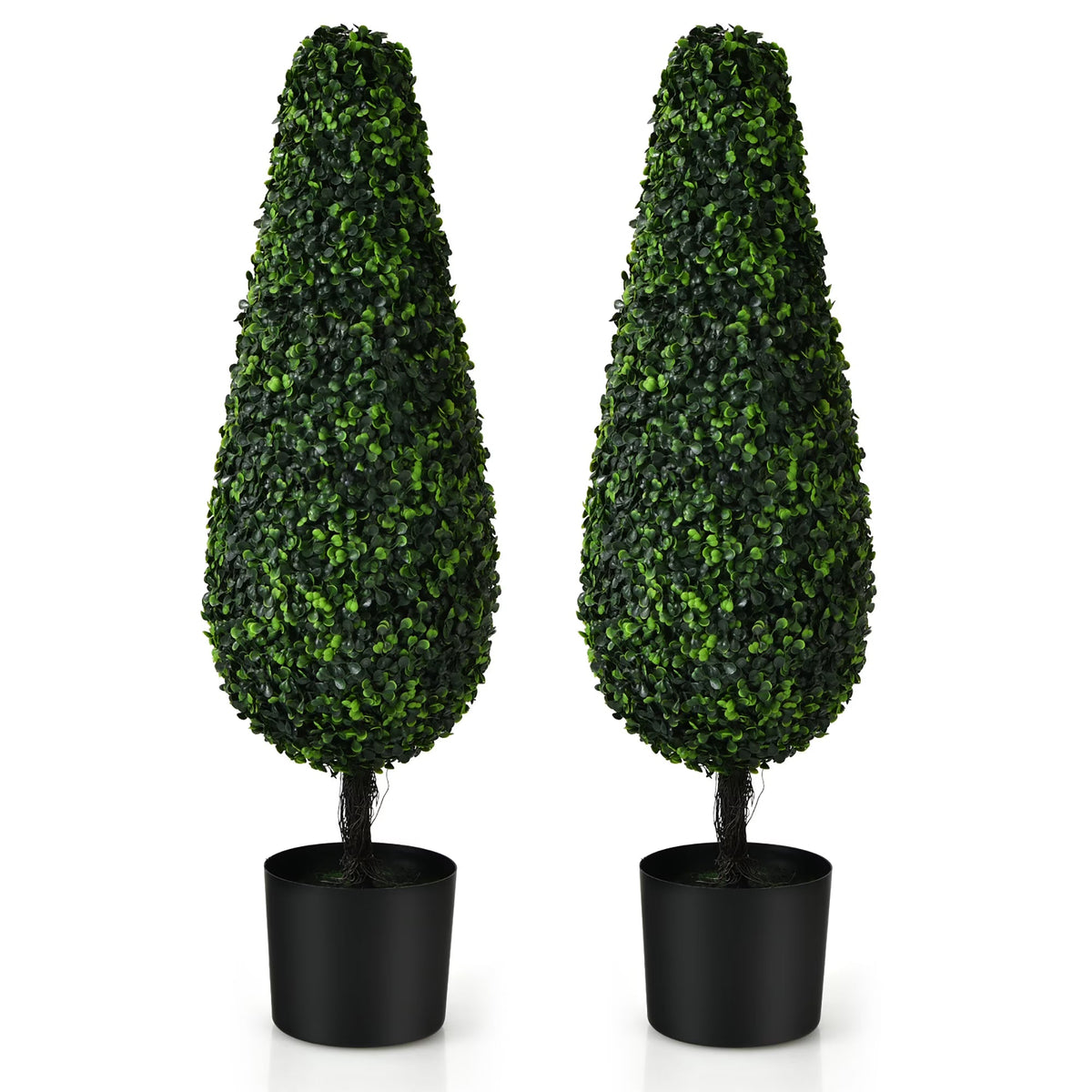 Costway 2 Pack 3FT Artificial Tower Topiary Tree UV Resistant Indoor Outdoor