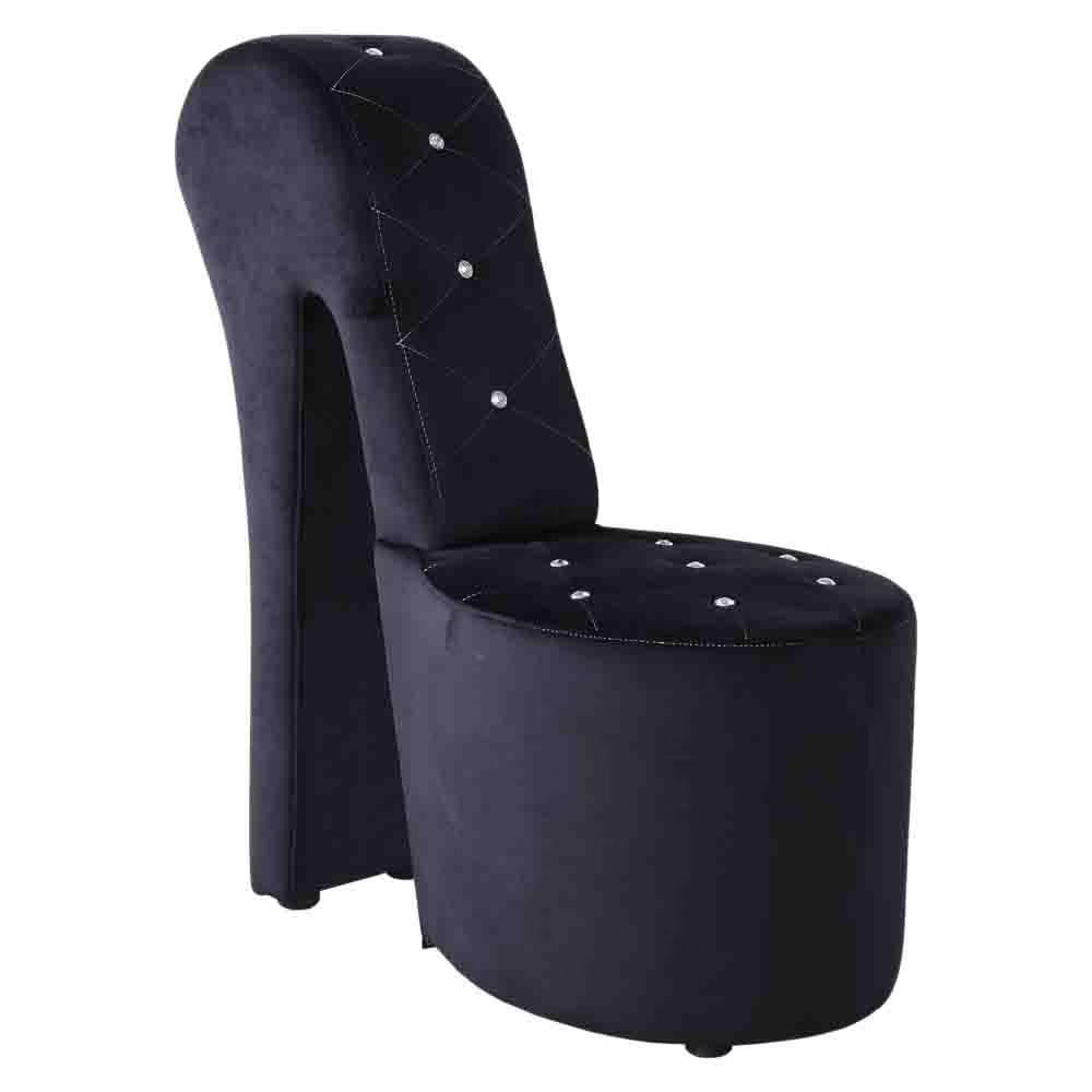 Best Master Furniture Tristram 19" Velvet High Heel Shoe Chair in Navy Blue