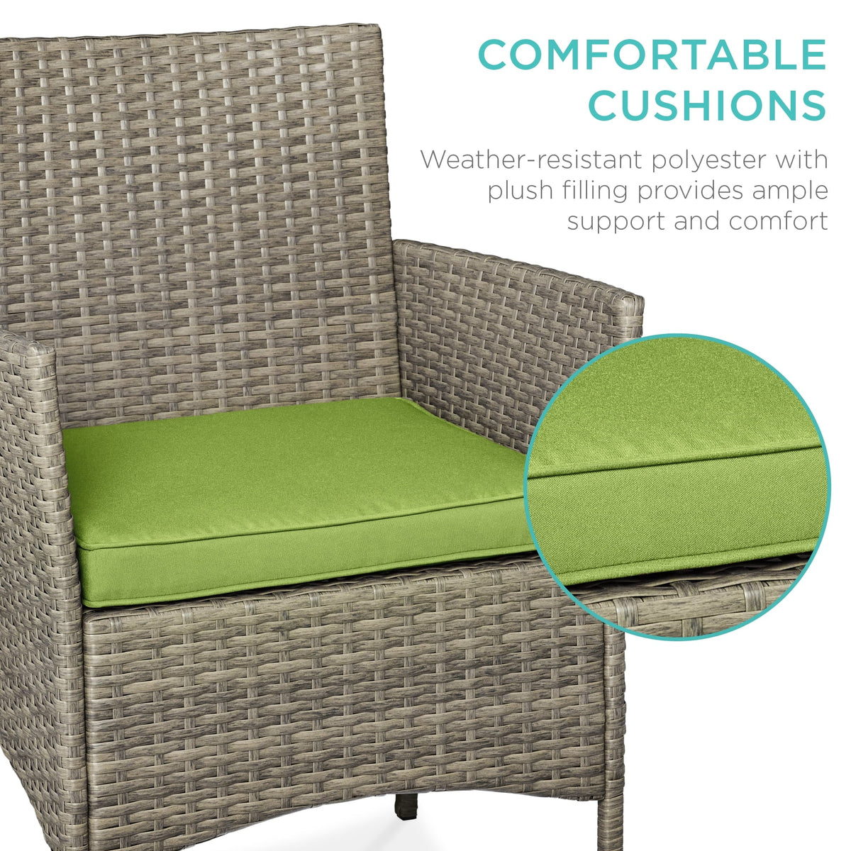 Best Choice Products 3-Piece Outdoor Wicker Conversation Patio Bistro Set, w/ 2 Chairs, Table - Gray/Navy