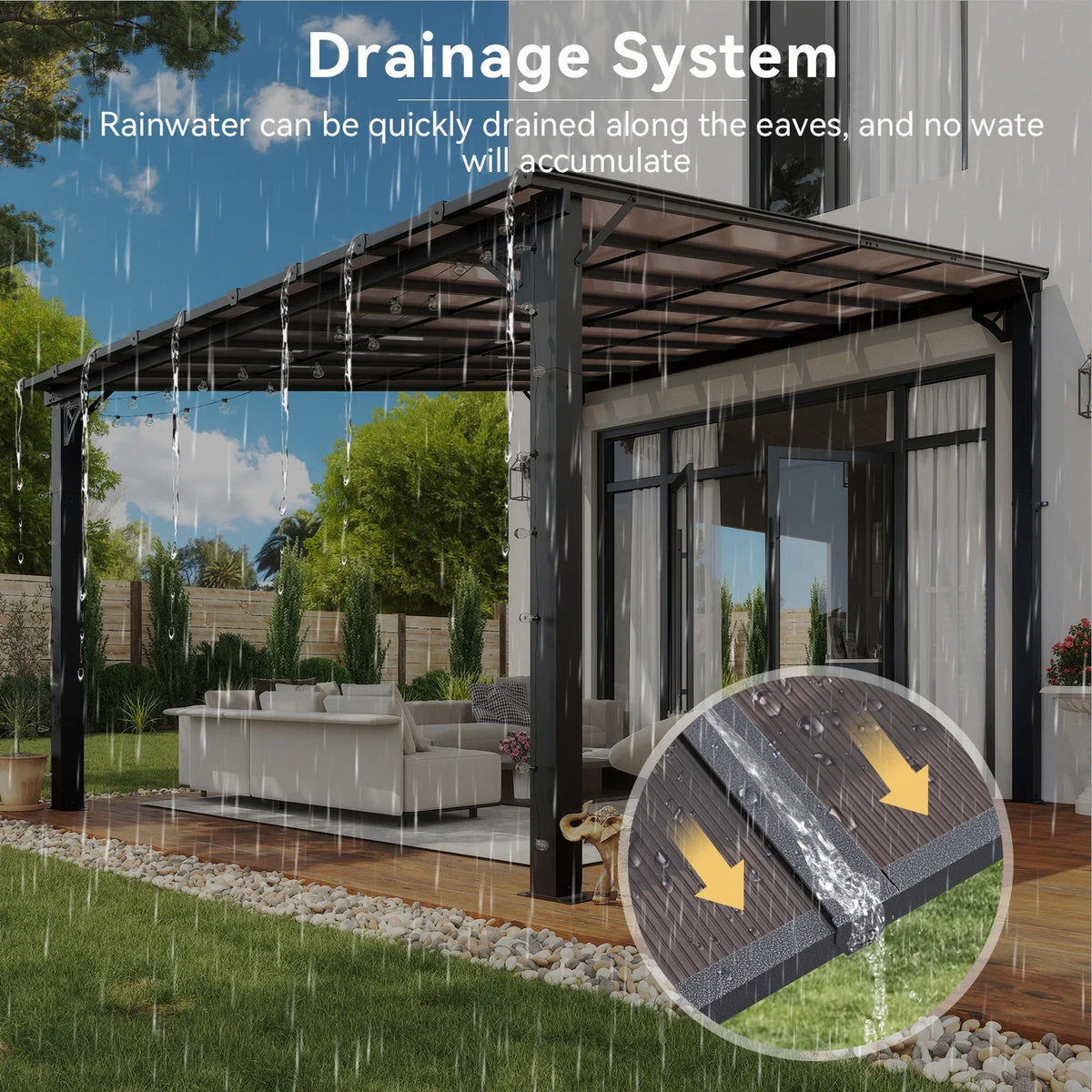 Aoxun 8' x 5' Gazebo for Patio, Gazebo Pergola with Sloped Roof, Grill Gazebo Large Wall-Mounted Heavy Duty Awnings, for Backyard, Deck, Patio