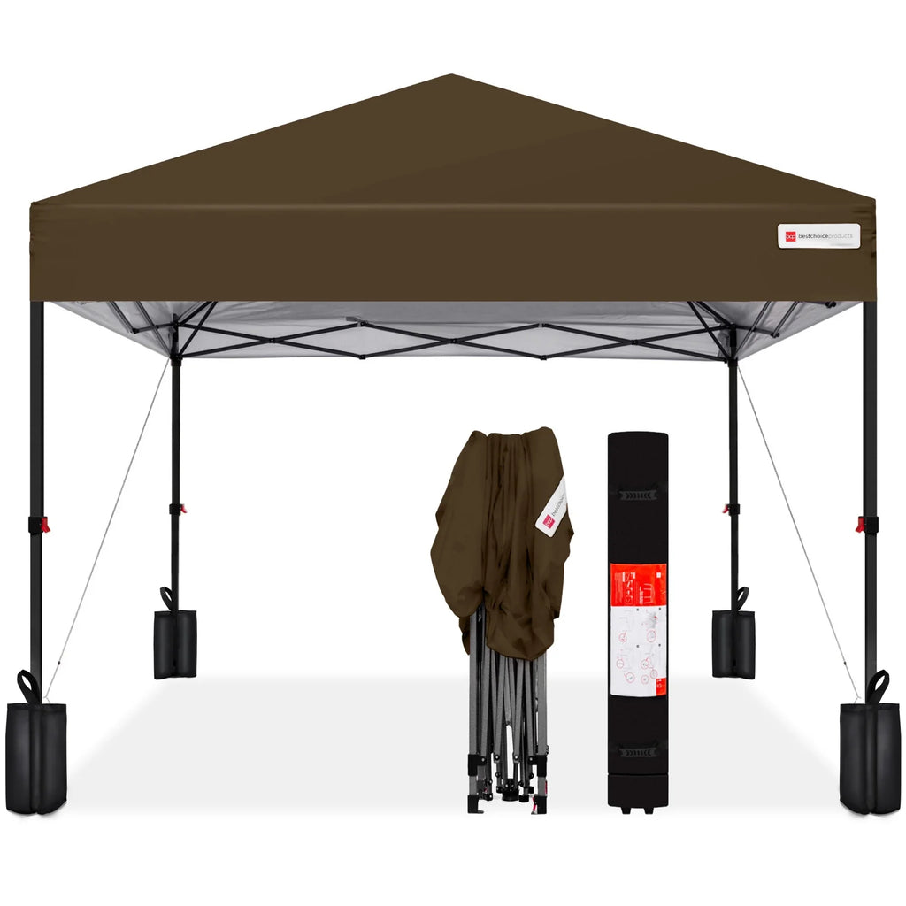 Best Choice Products 12x12ft Easy Setup Pop Up Canopy w/ 1-Button Setup, Wheeled Case, 4 Weight Bags - Navy Blue