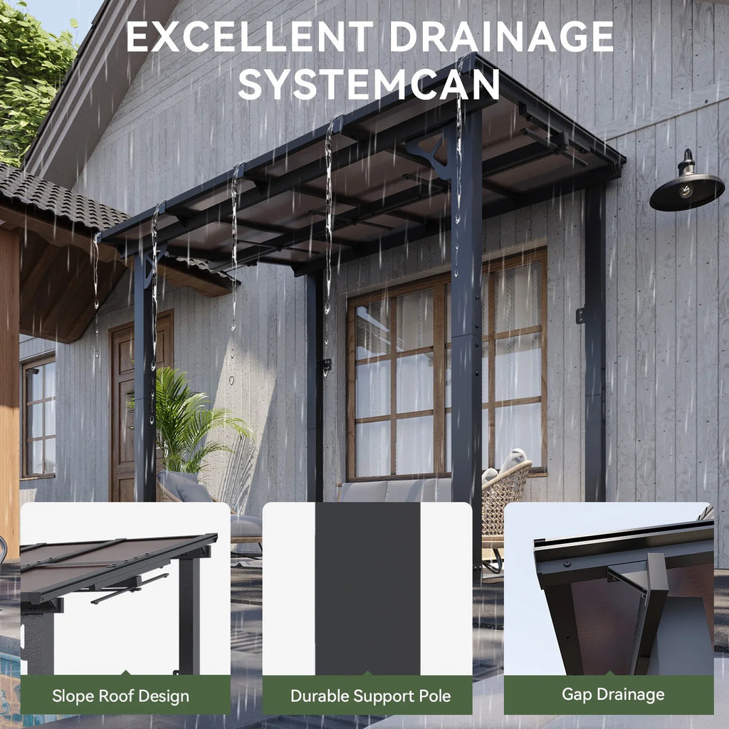 Aoxun 8' x 5' Gazebo for Patio, Gazebo Pergola with Sloped Roof, Grill Gazebo Large Wall-Mounted Heavy Duty Awnings, for Backyard, Deck, Patio
