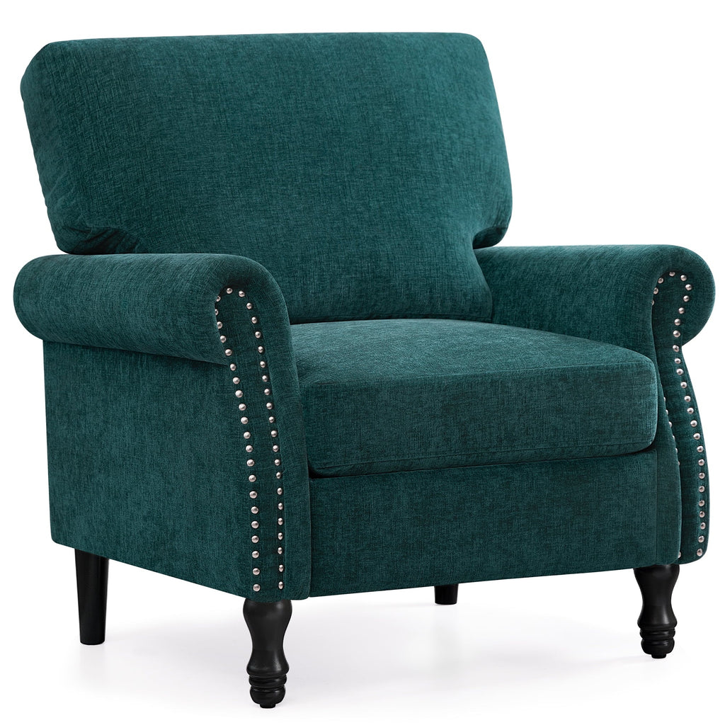 COOLHUT Modern Accent Chair Armchair, Linen Fabric Upholstered Comfy Single Sofa with Solid Wood Frame for Living Room, Gray
