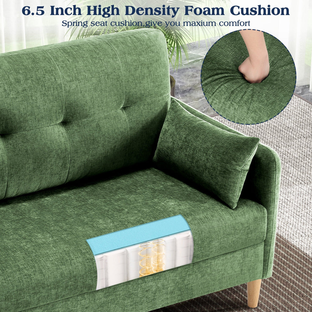 BedLuxury 47'' Wide LoveSeat, 2-seat Chenille sofa with 2 Pillows for Living Room and Small Spaces, Dark Grey