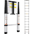 BENTISM 12.5 FT Telescoping Ladder, Aluminum Collapsible Ladder with One-Button Retraction,375 LB Capacity,ANSI Certified | Portable for Home, RV, Loft Use