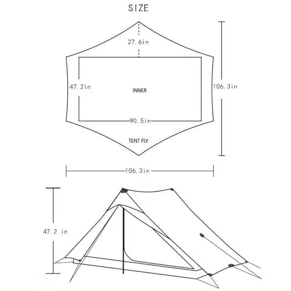 3F UL Gear Lanshan Ultralight Tent Waterproof Professional Hiking Tent 2Person Tents for Camping 4 Season Backpacking Tent (Khaki-2 People, 4 Season)