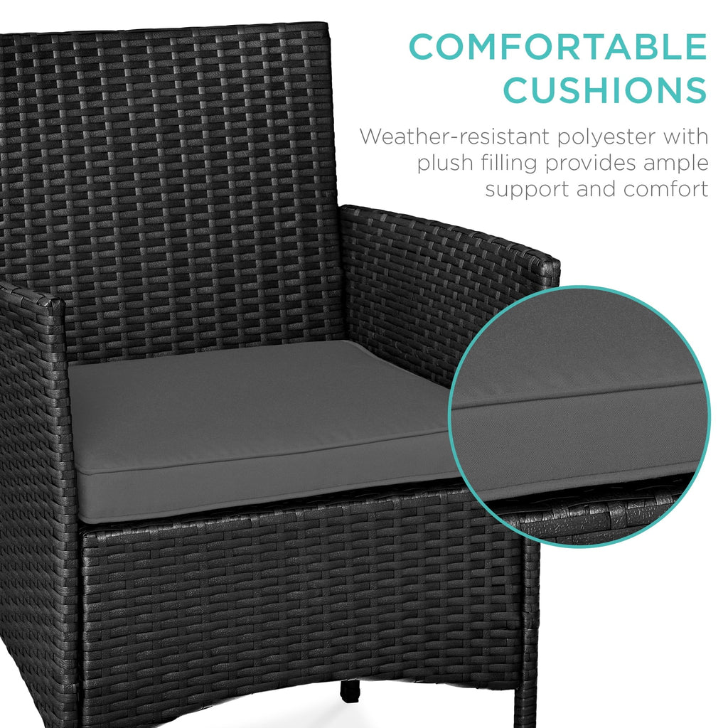 Best Choice Products 3-Piece Outdoor Wicker Conversation Patio Bistro Set, w/ 2 Chairs, Table - Gray/Navy