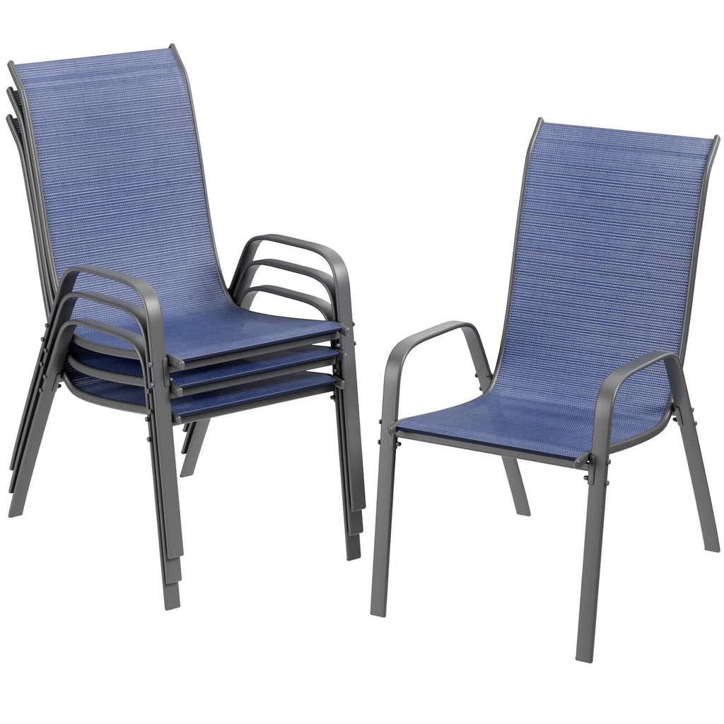 Arlopu 8Pcs Patio Dining Chairs Outdoor Stackable Armrest Chairs for Lawn Garden Backyard