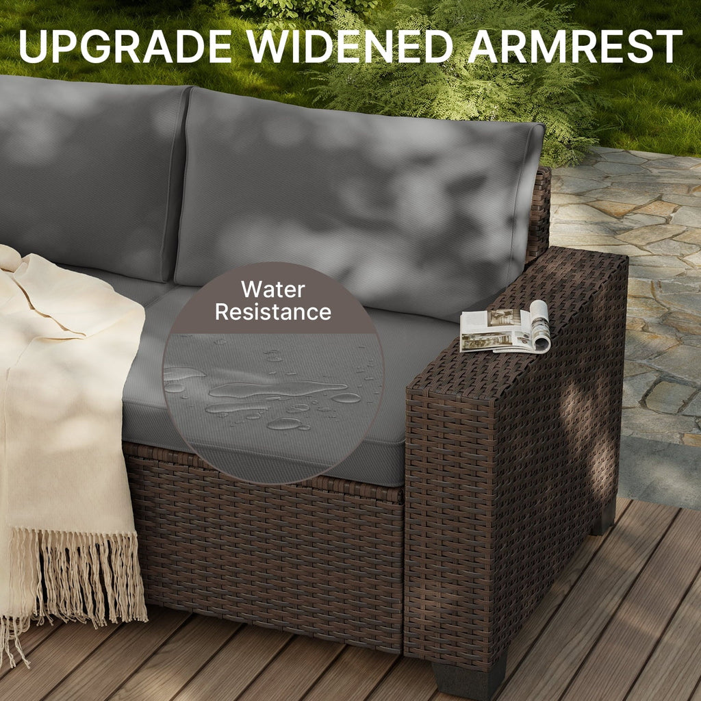 Aiho 7-Piece Rattan Patio Furniture Set , Outdoor Sectional Furniture Set for Patio, Garden, Backyard, Grey