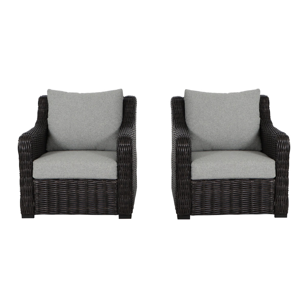 Better Homes & Gardens Bellamy  2-Pack Outdoor Wicker Club Lounge Patio Chairs, Dark Brown