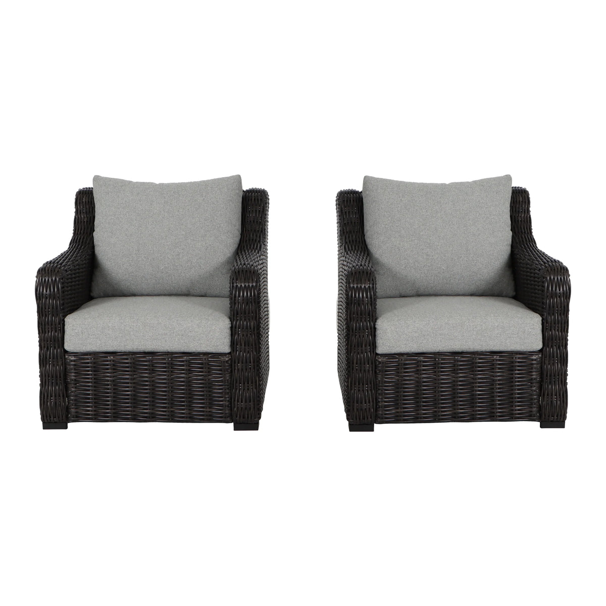 Better Homes & Gardens Bellamy  2-Pack Outdoor Wicker Club Lounge Patio Chairs, Dark Brown