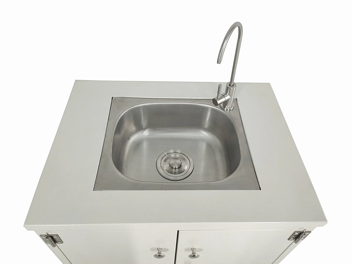 Cabinet Portable Sink Self Contained Hand Wash Station Mobile Sink Water Fountain Water Supply 110V/12V Powered Built-in Pump Water Jugs NOT included 24 X 18 X 30" CABINET SIZE 10094