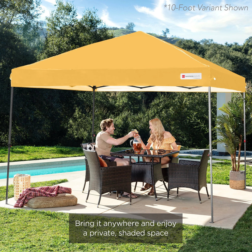 Best Choice Products 12x12ft Easy Setup Pop Up Canopy w/ 1-Button Setup, Wheeled Case, 4 Weight Bags - Navy Blue