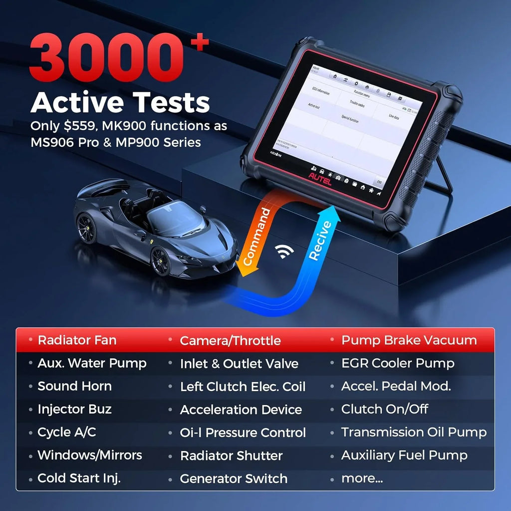 Autel Scanner MaxiCOM MK900 Automotive Diagnostic Scan Tool OBD2 All System Diagnose, 40+ Service, Active Tests, FCA Autoauth & SGW, Upgraded Ver. of MaxiCheck MX808S, MX900