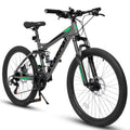 A2760 27.5 Inch Full Suspension Mountain Bike, Front and Rear Dual Shock Absorbers, Mechanical Disc Brakes, 21-Speed, Suitable for Men and Women, Ideal for Travel and Fitness Enthusiasts