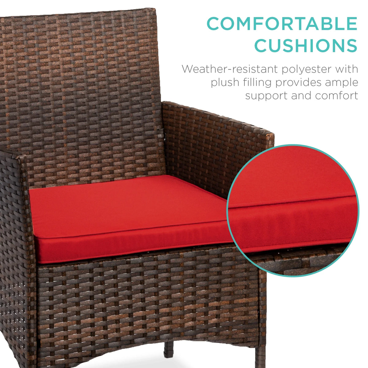 Best Choice Products 3-Piece Outdoor Wicker Conversation Patio Bistro Set, w/ 2 Chairs, Table - Gray/Navy