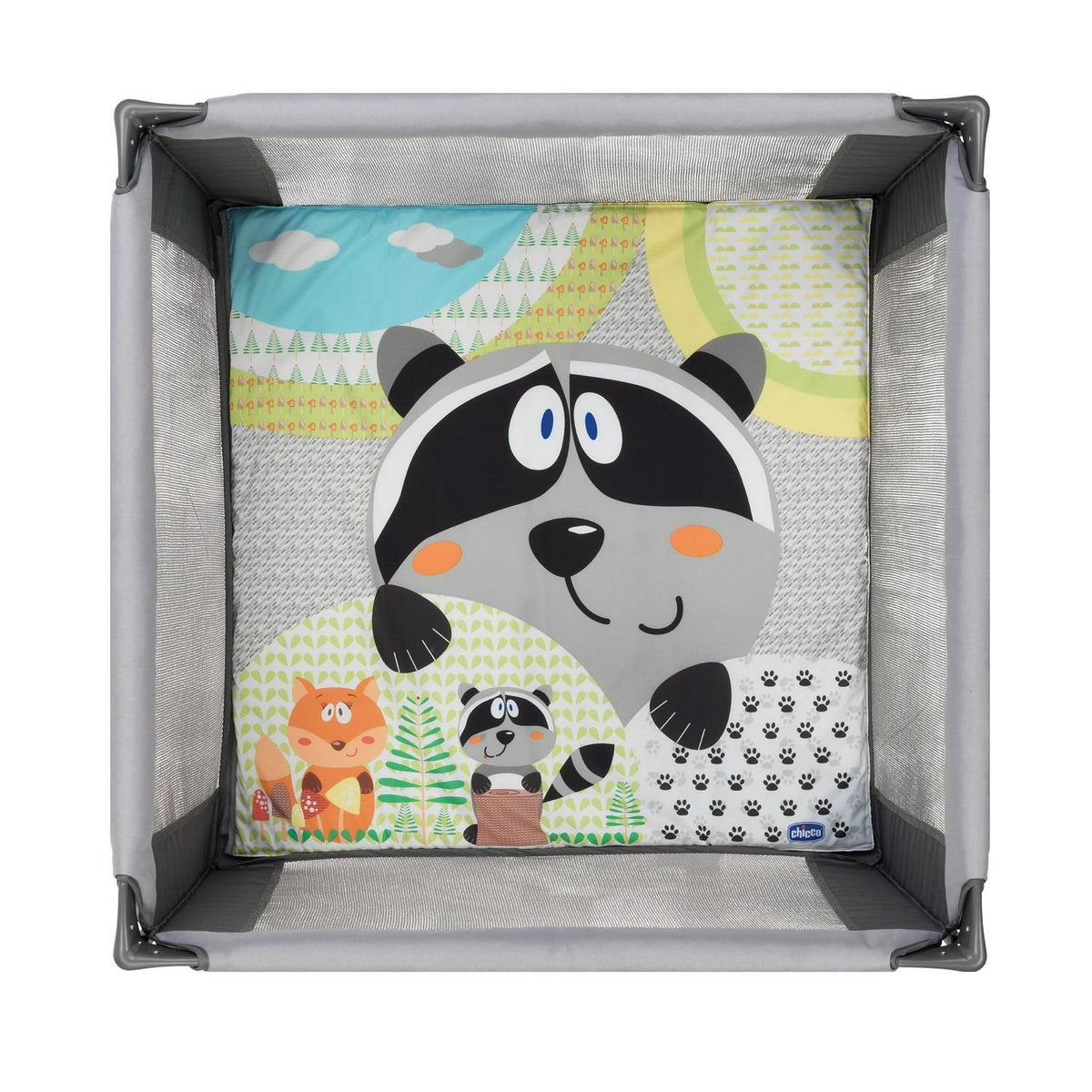 Chicco Tot Quad Portable Square Baby Playpen - Honey Bear (Grey)