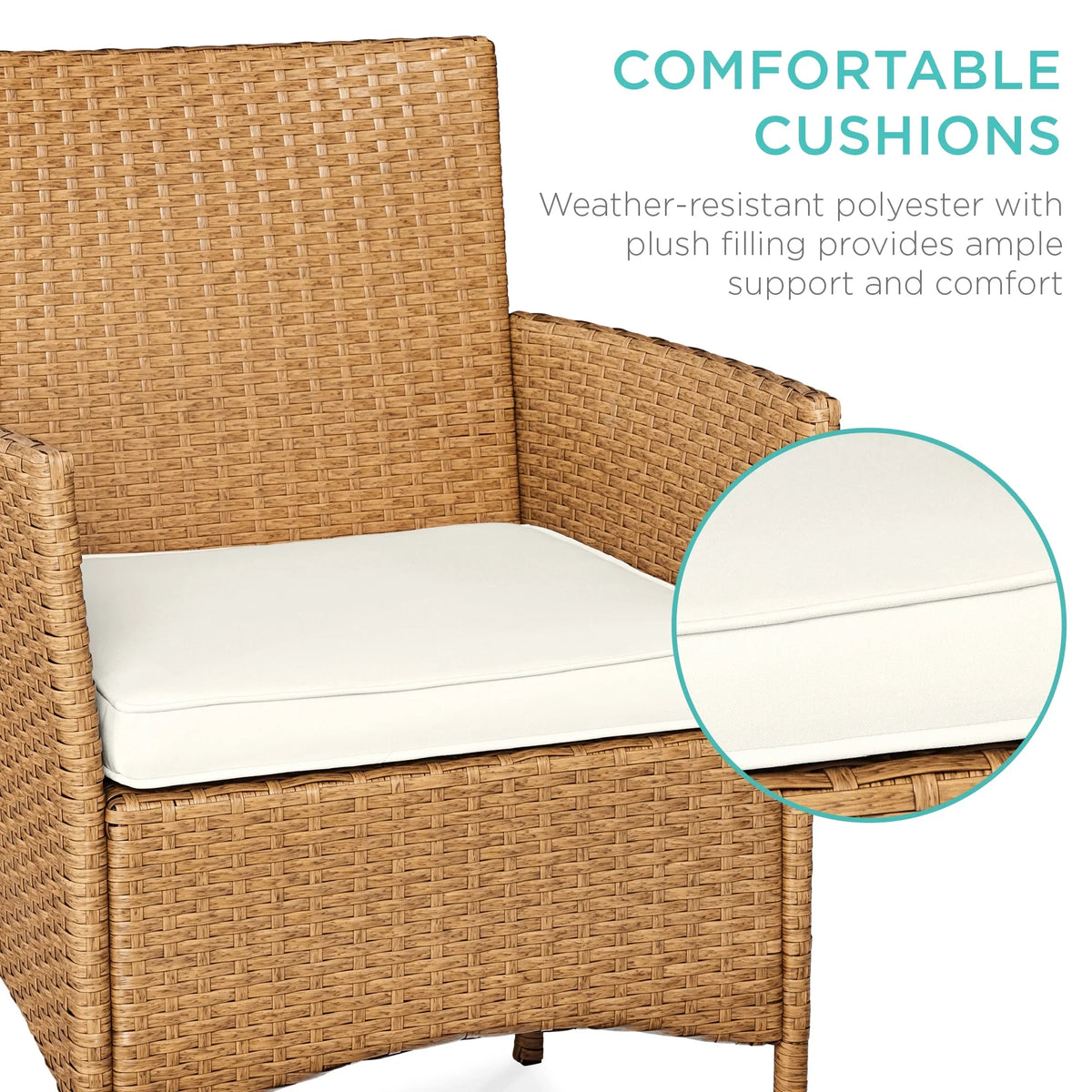 Best Choice Products 3-Piece Outdoor Wicker Conversation Patio Bistro Set, w/ 2 Chairs, Table - Gray/Navy