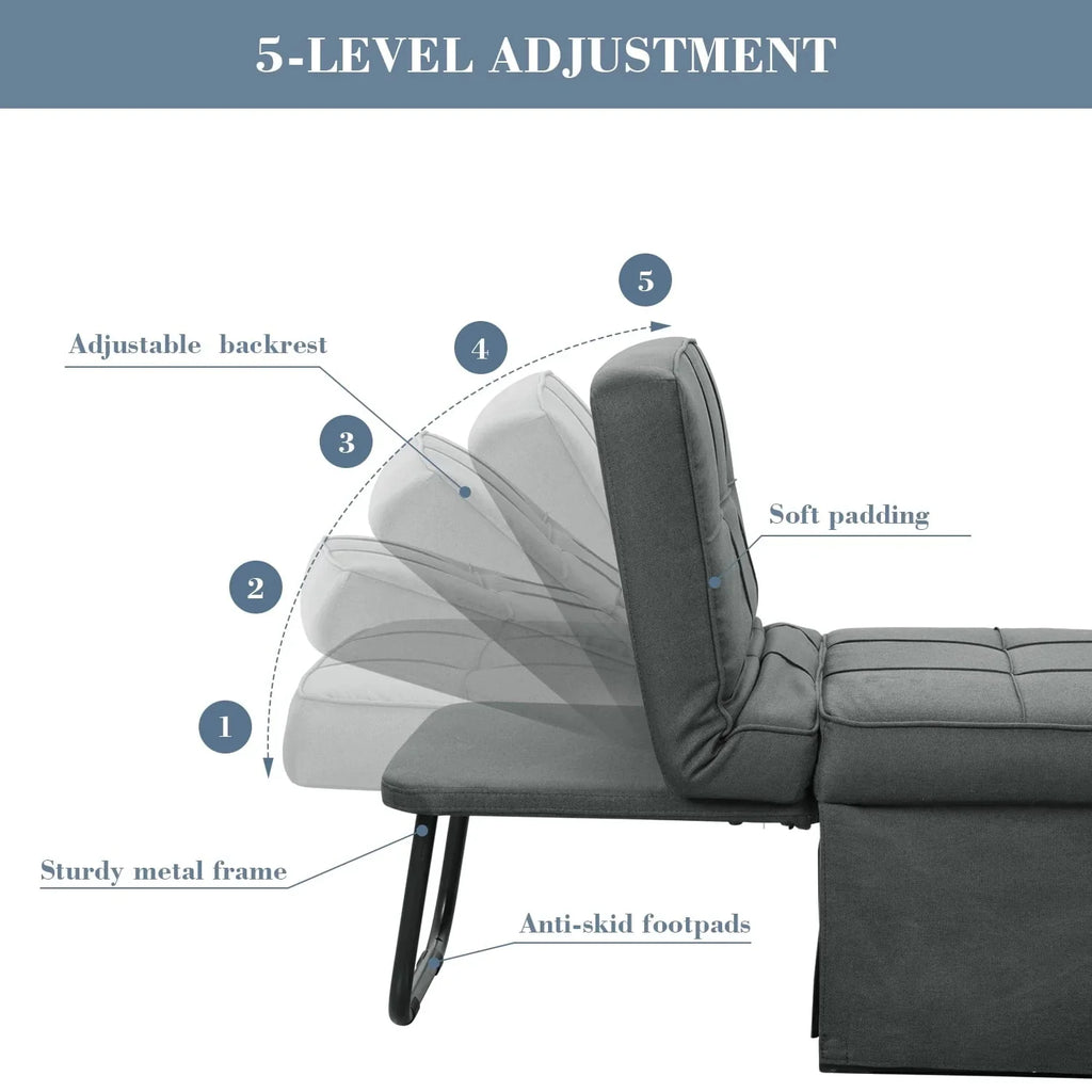 Ainfox Folding Sofa Bed, 4 in 1 Daybeds Ottoman Chair Lounge Couch for Guest Sleeper, Suitable for Modern Living Room, Bedroom, Small Single Size(Dark Grey)
