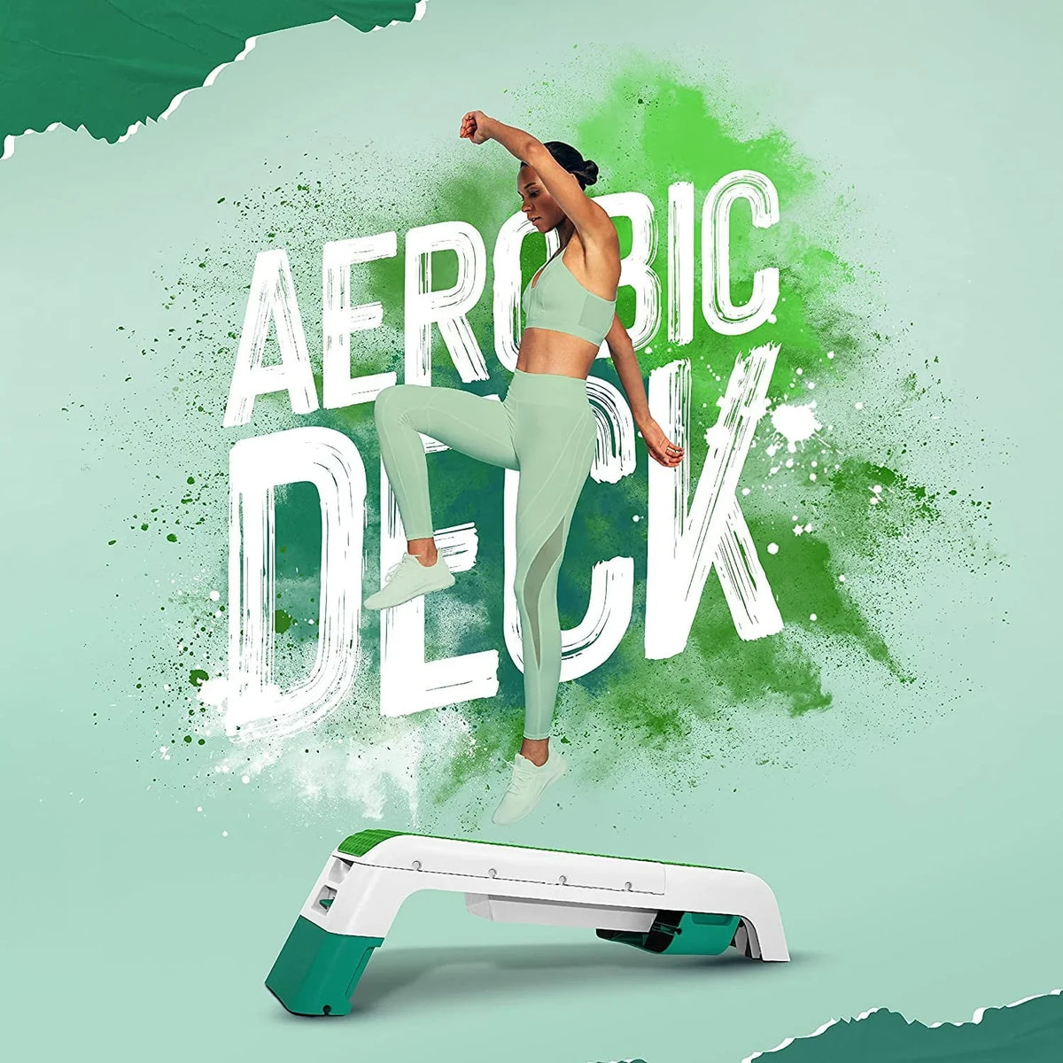 Yes4All Multifunctional Fitness Aerobic Step Platform and Aerobic Deck, Green and White