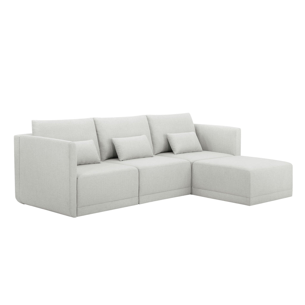 Beautiful Drew Modular Sectional Sofa with Ottoman by Drew Barrymore, Gray Fabric