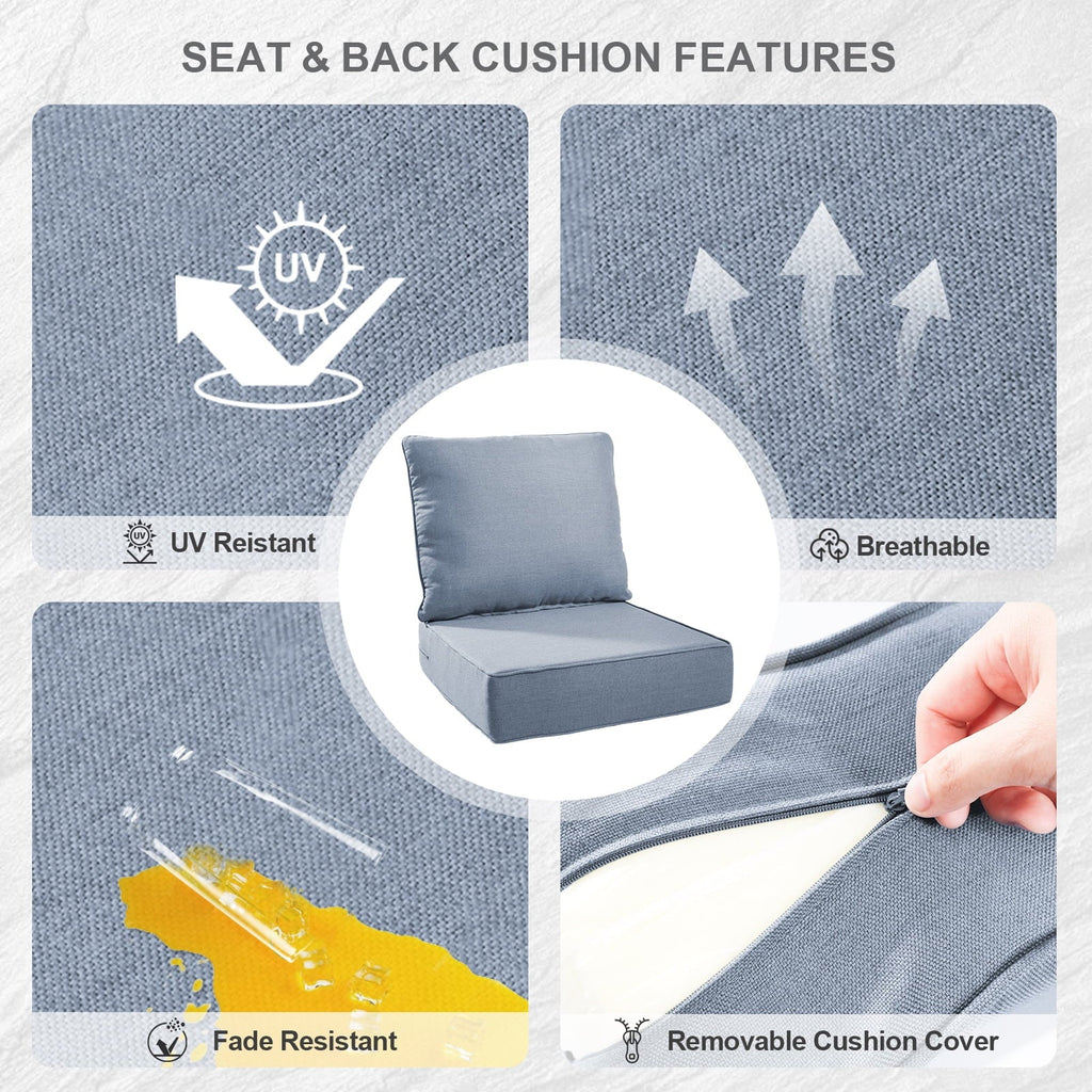 Bellefurn Outdoor Deep Seat Cushion 24 X 24 X 6 inch for Patio Furniture,Outdoor Chair Cushions Waterproof & Fade Resistant Patio Furniture Cushions for Wicker Chair, Sofa, Couch