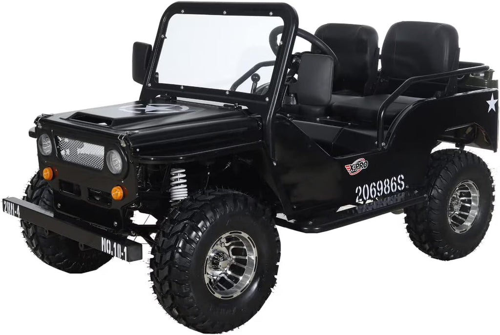X-Pro 125cc Jeep Go Kart, 3-Speed Semi-Automatic Transmission w/Reverse, Big 18" Aluminum Rim Wheels