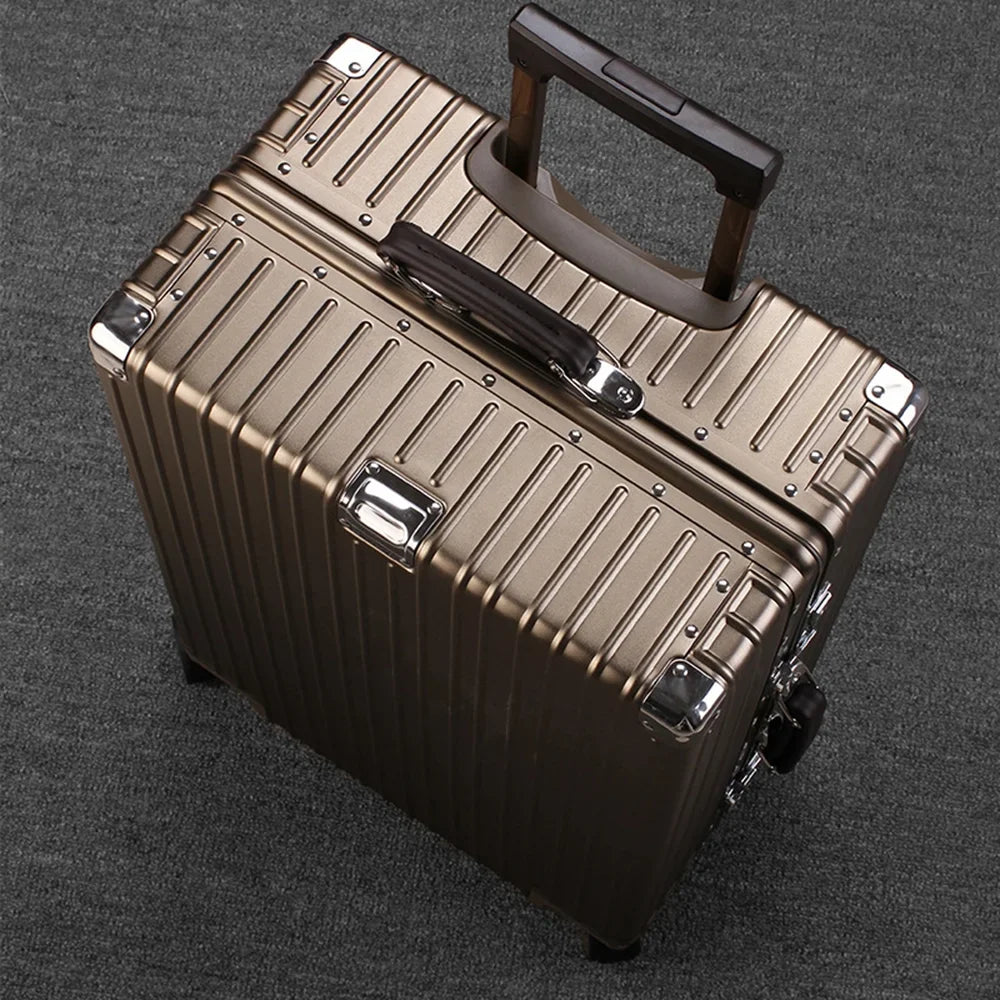All Aluminum Magnesium Carry on Luggage Airline Approved, Hardside Carry on Suitcase with TSA Lock, Zipperless Luggage Checked Luggage Metal Rolling Luggage for Travel, Business