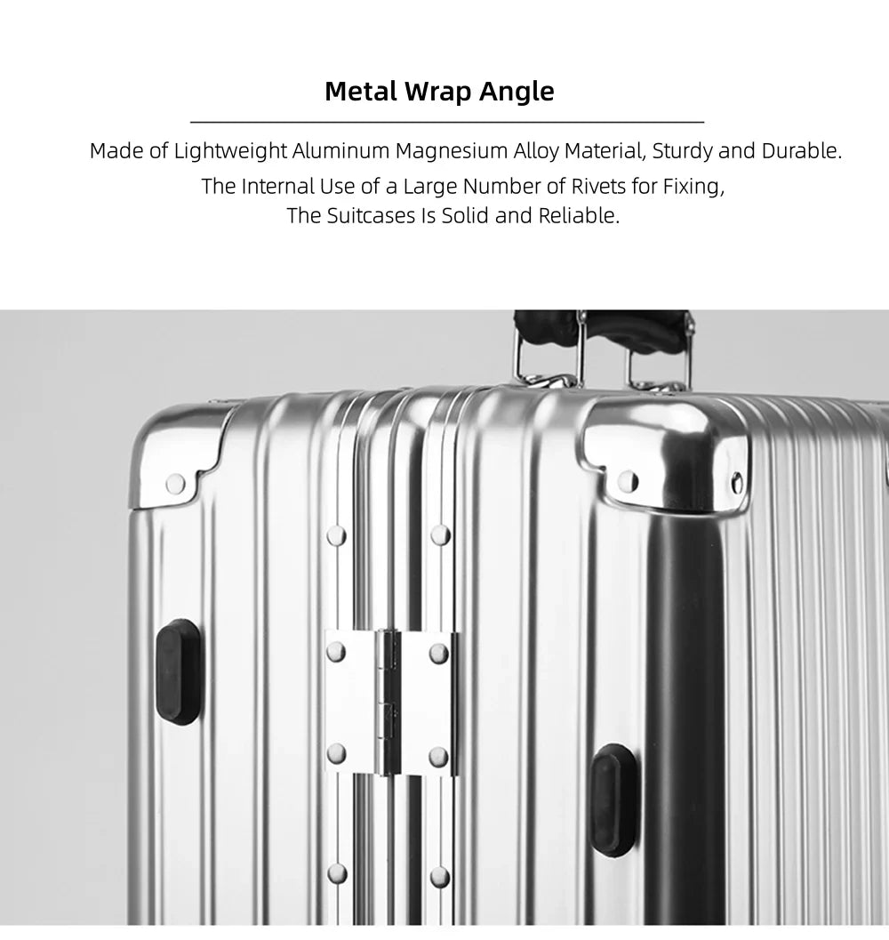 All Aluminum Magnesium Carry on Luggage Airline Approved, Hardside Carry on Suitcase with TSA Lock, Zipperless Luggage Checked Luggage Metal Rolling Luggage for Travel, Business