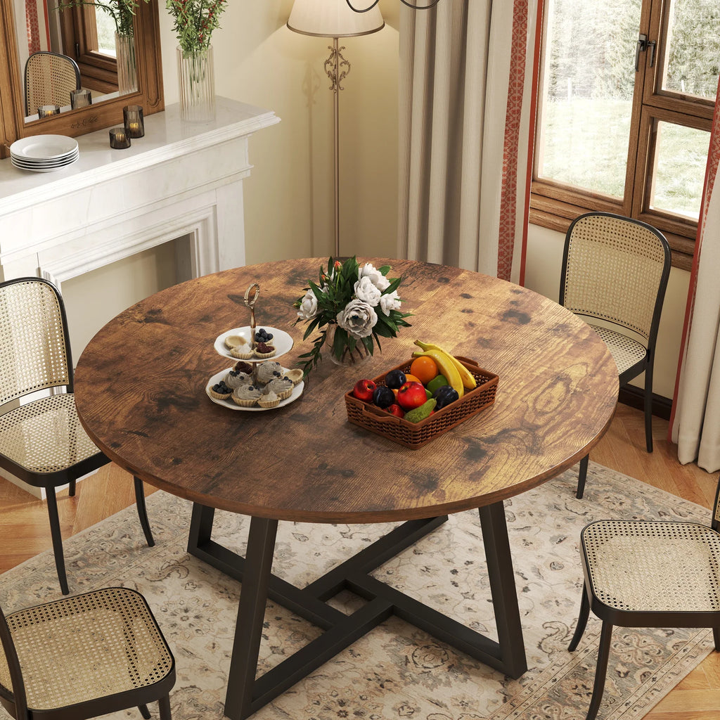 Anyact 42 Inch Rustic Round Dining Table, Circle Dining Table for Dining Room, Home(Only Table)