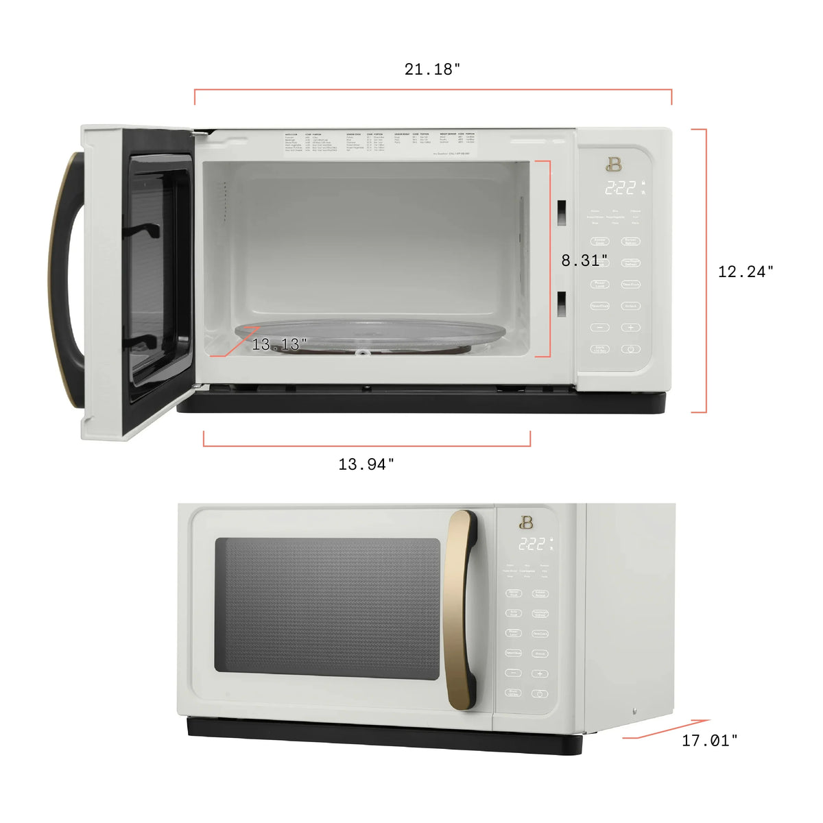 Beautiful 1.1 Cu ft 1000 Watt, Sensor Microwave Oven, White Icing by Drew Barrymore, New