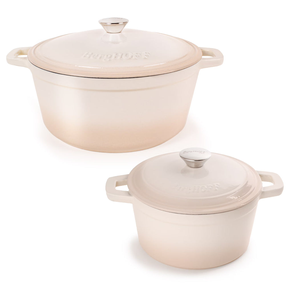 BergHOFF Neo 4Pc Cast Iron Set: 3qt. Covered Dutch Oven & 7qt. Covered Stockpot, Blue