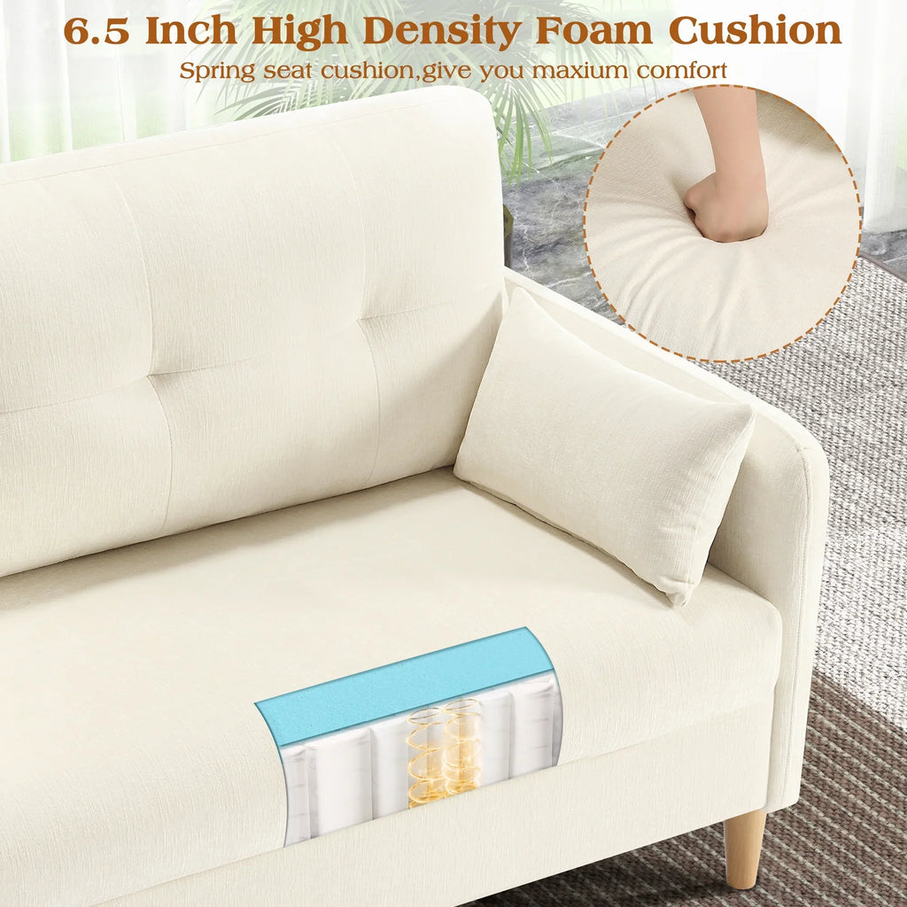 BedLuxury 47'' Wide LoveSeat, 2-seat Chenille sofa with 2 Pillows for Living Room and Small Spaces, Dark Grey
