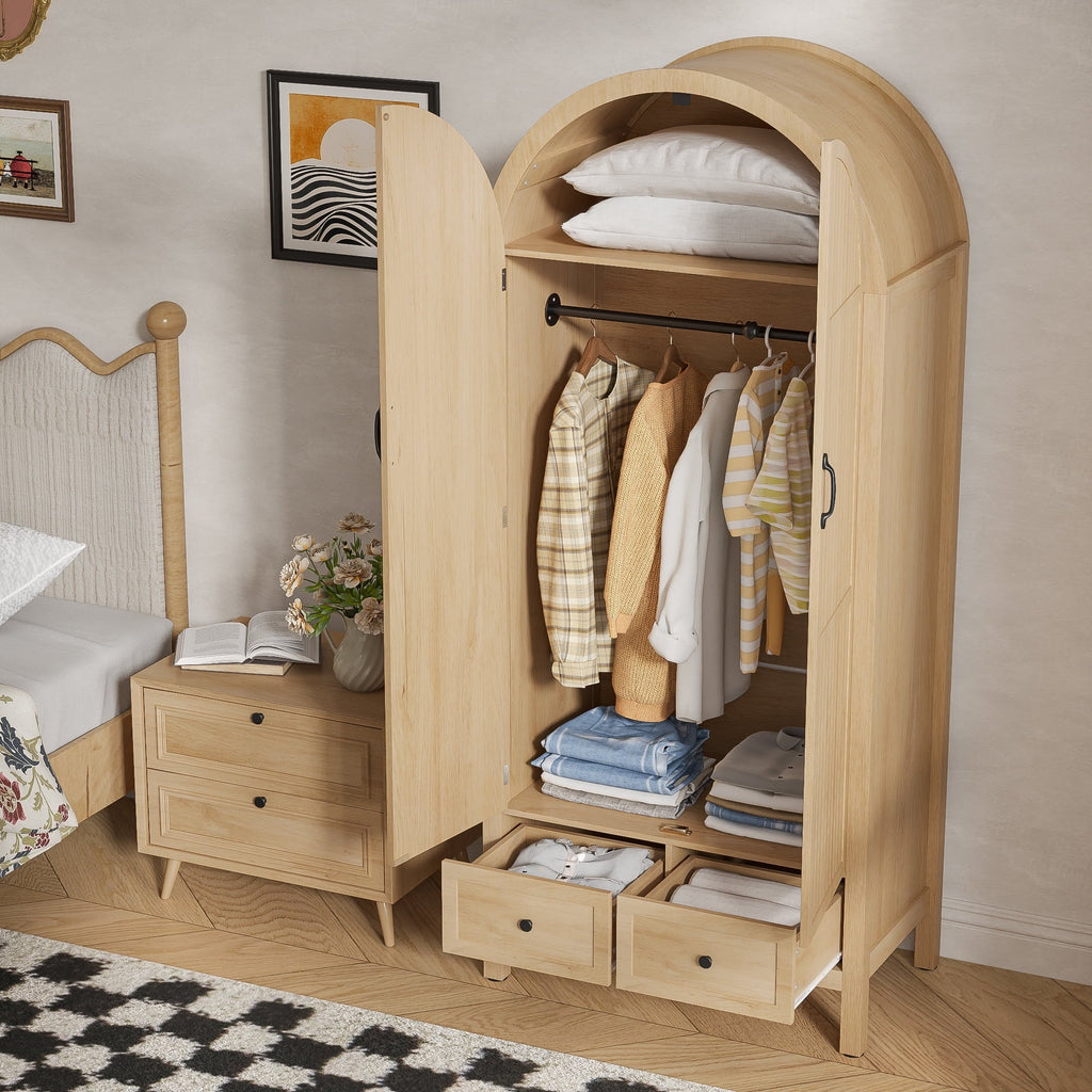 Armoire Wardrobe Closet, Bedroom Armoire with Drawers, Wood Wardrobe Storage Cabinets