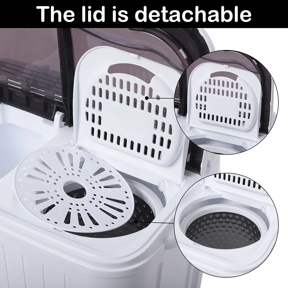 Compact Twin Tub with Built-in Drain Pump XPB35-188S 14.3(7.7 6.6)lbs Semi-automatic Gray Cover Washing Machine