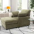 BedLuxury Oversized Accent Chair with Ottoman for Living Room,  Single Sleeper Sofa Armchair with 3 Pillows, Lounge Sofa Bed, Green