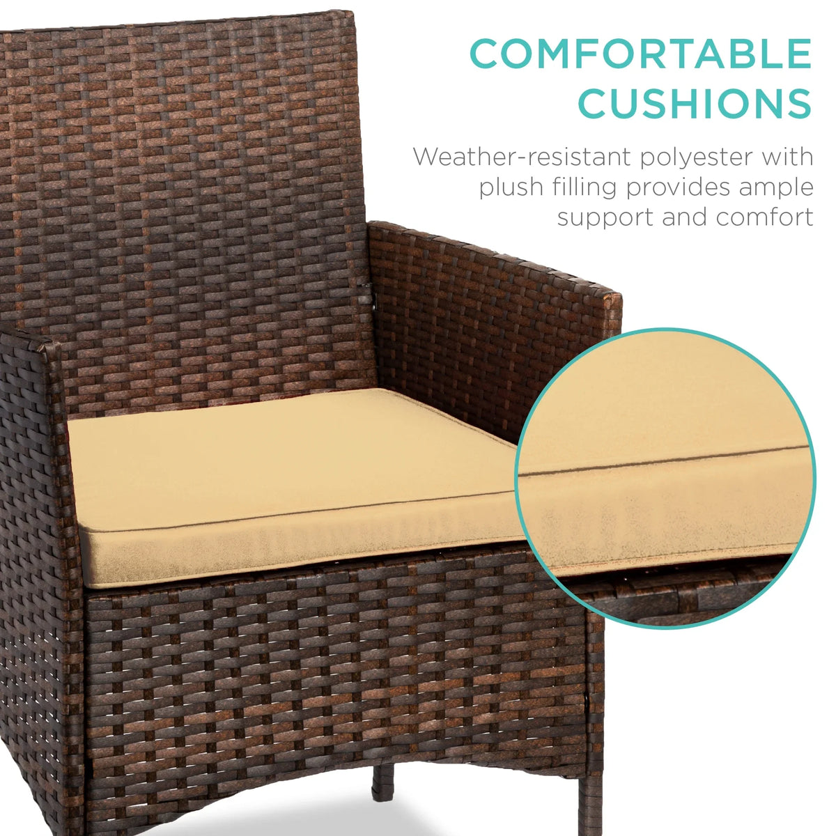 Best Choice Products 3-Piece Outdoor Wicker Conversation Patio Bistro Set, w/ 2 Chairs, Table - Gray/Navy