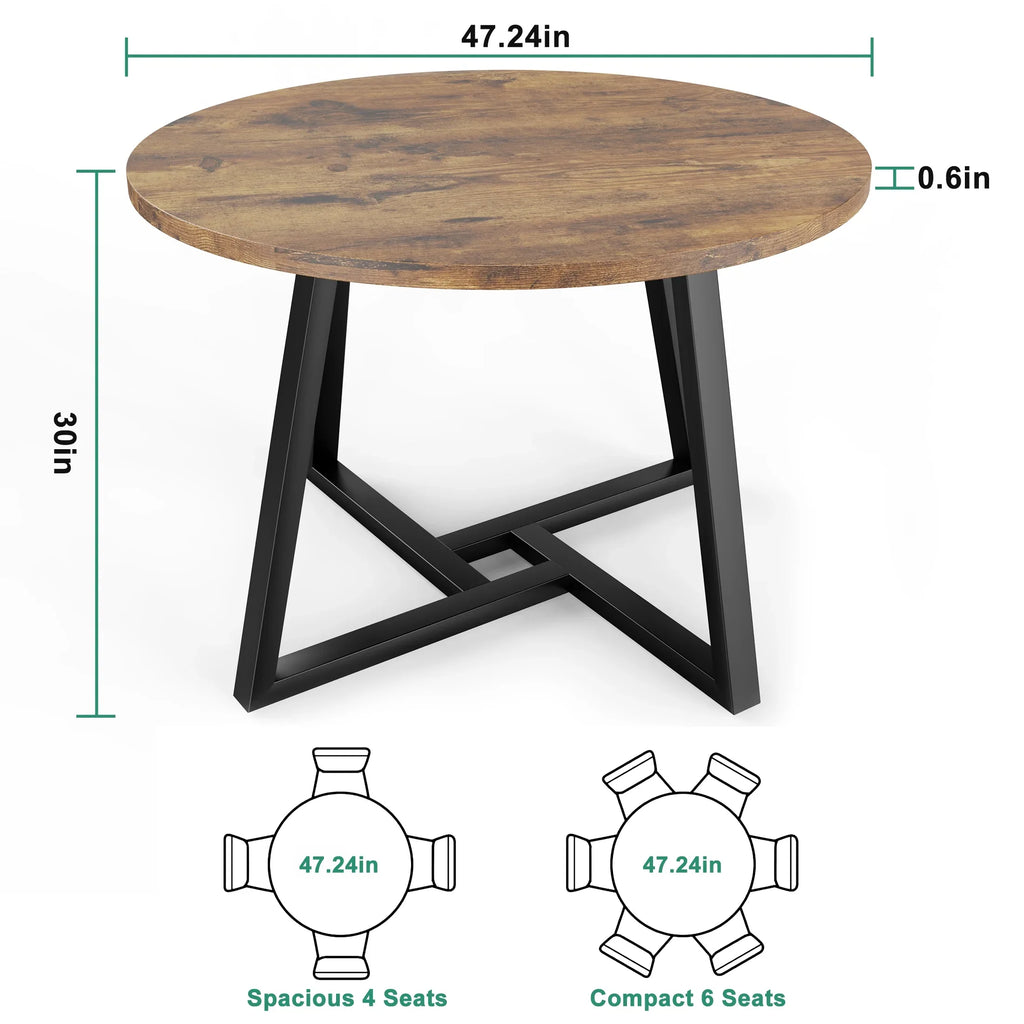 Anyact 42 Inch Rustic Round Dining Table, Circle Dining Table for Dining Room, Home(Only Table)