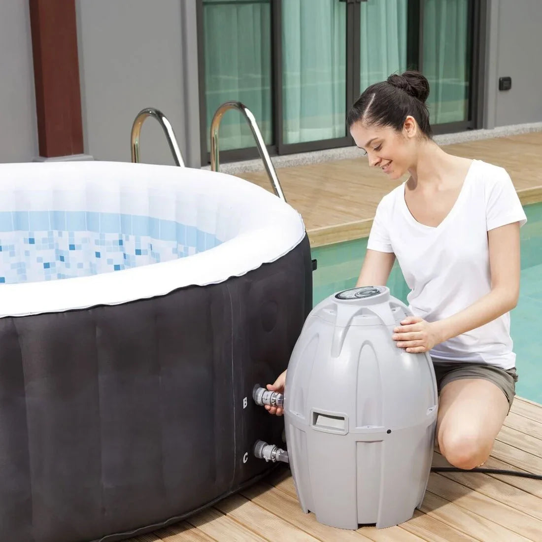 Coleman 13804-BW SaluSpa 4 Person Inflatable Hot Tub Spa with Pump #P08411